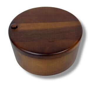 Paula Deen Pantry Ware Signature Wooden Salt Cellar Bowl Box Sliding Lid 5.5"